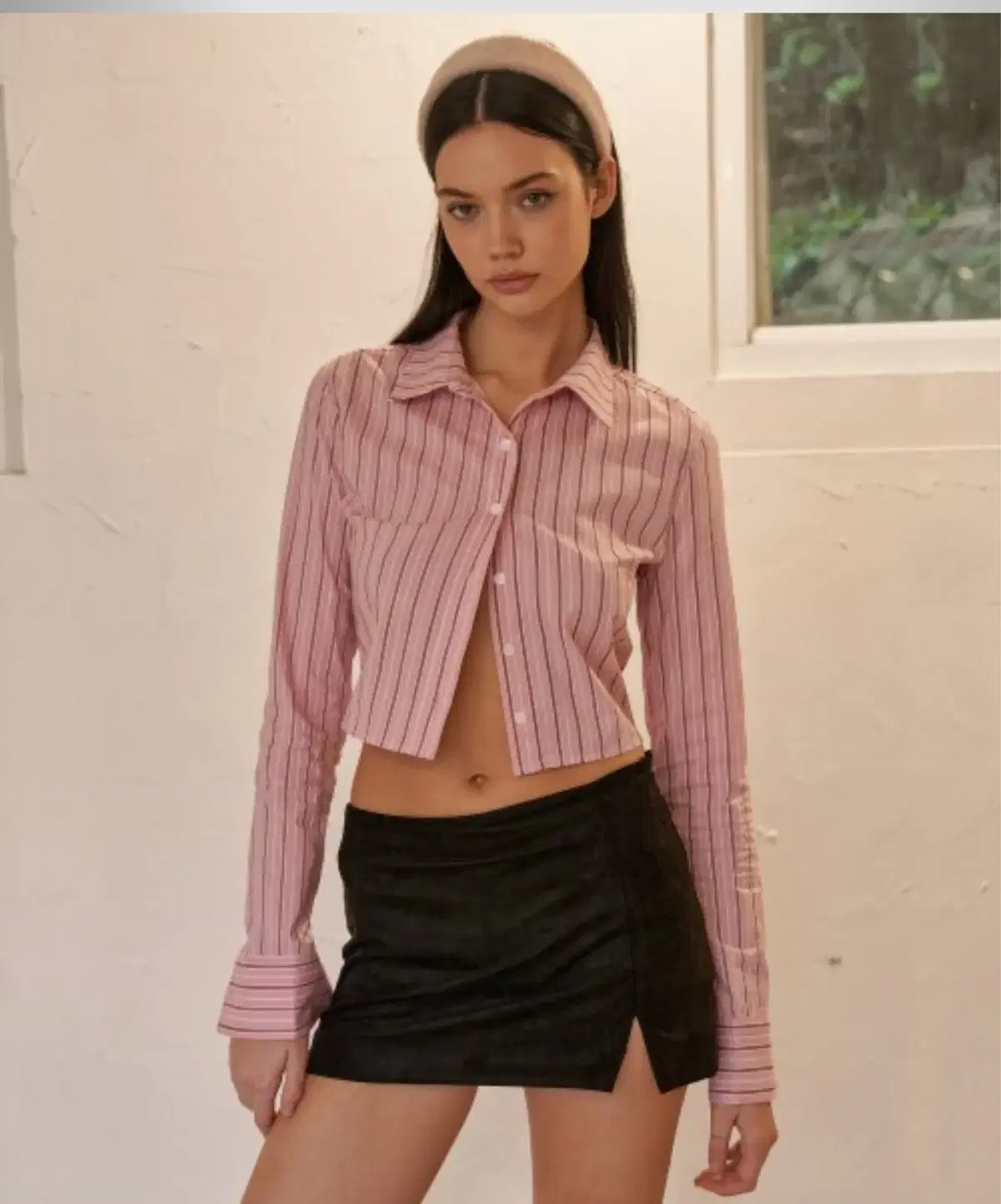 오드원아웃 STRIPE SLIM SHIRT PINK